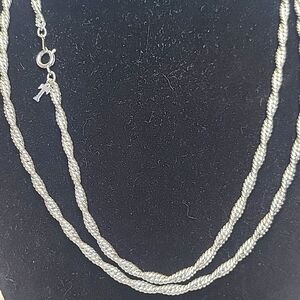 Trifari Long silver Tone Rope Chain necklace vintage, 35" Long, 3 MM